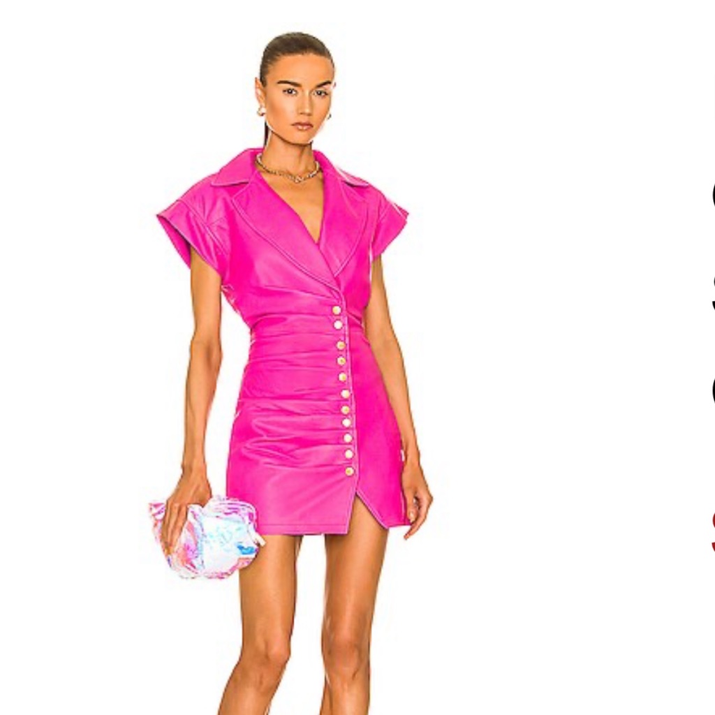 Retrofete Pink Leather Mini Dress